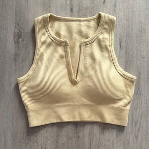 Cream Ribbed Women's Top